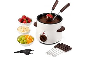 Elektrisk chokladfondue 260 ml, 8 spett, tempererare, 2 steg | Perfekt för smältning av choklad och choklad för chokladfontän