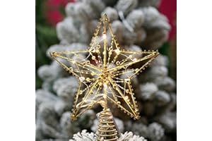 ENLACE Czubek na choinkę w kształcie gwiazdy z 10 diod LED, 20x25cm, czubek na choinkę na Boże Narodzenie, gwiazda na choinkę w ciepłej bieli, choinka gwiazdy szpic, szpic na choinkę na dekoracje