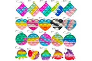 Aionly Mini Pop Fidget Toys, Party Favours Poppet Fidget Toy, Silicone Sensory Toys, Anxiety Relief Reliever Stress Toys, Colourful Bubbles Keychain Party Bag Fillers for Kids/Girls/Boys (20 pack)