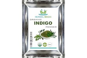 Herbal Magic's Organic Indigo Powder for Hair, USDA, Herbal Hair Dye, Natural Hair Mask/Color - Free from Fillers & Preservatives-100g