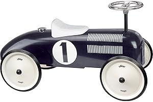 Vilac Vintage Ride-On Car, Durable Metal, Classic Retro Style, Develops Motor and Co-ordination Skills, Weighs 4.5 kg, Seat Height 28 cm, 76 x 38 x 40 cm, Suitable for 18 Months+, Black