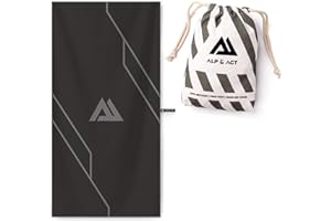 ALP & ACT Serviette Microfibre Sport - 100% Recyclée - Super LÉGÈRE & Séchage Rapide - Grande Serviette : Musculation, Tennis, Salle de Sport - Drap de Bain, Serviettes de Bain, Gris Graphite 180x90