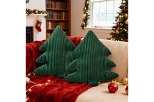 Lanpn 2 Stück Weihnachtsbaum Kissen Weihnachtskissen, Schmale Streifen Weihnachts Kissen Dekokissen Flauschiges Zierkissen für Party Bett Sofa Couch Innenbereich Weihnachtsdeko (Grün, 45.5x41cm)