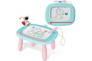 Kikidex Magnetic Drawing Board for 1-3 Year Old Kids, Girl Toys for Toddlers, Birthday Christmas Gifts for 1 2 3 Year Old, Etch a Sketch for Kids, Doodle Board for Age 1-3 (Mint Blue)