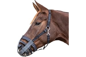 ‎MARENGOS Marengos - Maulkorb Textil – Fressbremse Pferd & Pony – zur Kontrolle von Grasverzehr & bei Krankheit – gefüttert & stufenlos einstellbar – Schwarz/Grau für Shetty, Pony, Voll- & Warmblut