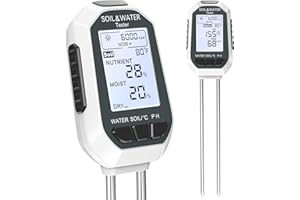 YAMRON ph messgerät Erde, 7-in-1 Digital Plant Wasser&bodenmessgerät with EC/TDS/Fruchtbarkeit/PH Value/Temperatur/Feuchtigkeit/Licht für Gartenarbeit, Farm, Rasen, Landwirtschaft und Outdoor-Pflanzen