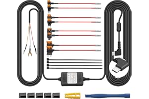 AMTOVL Kit de Câblage Caméra de Tableau Bord, Type C - Kit de Câblage USB Dash Cam 3 Fils Kit de Câblage de Caméra de Tableau de Bord USB-C avec Fusibles ACC 12 V/24 V à 5 V Protection Basse Tension