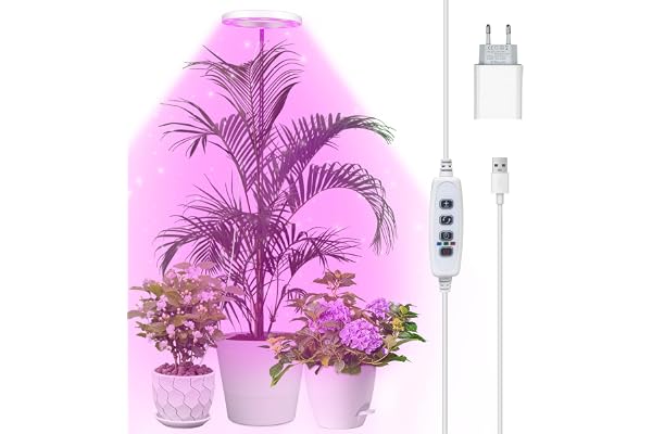 Qoolife LED-lampa för inomhusväxter, komplett spektrum, 155 cm, justerbar höjd med 72 lysdioder, 3 dimbara ljusstyrkenivåer