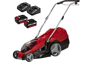 Einhell Power X-Change 36/43 Cordless Lawnmower With Battery (x2) and Charger (x2) - 36V Brushless Motor, 43cm Cutting Width, 63L Grass Box, 6 Cutting Heights, Mulching - GE-CM 36/43 Li M Lawn Mower