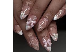 Mrltau 24 pezzi Almond Press on Nails, chiodi da incollare, unghie corte, da incollare, unghie finte, unghie finte, set di unghie finte