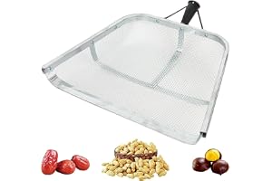 HoldOneLight rostfritt stål sädscrepa, robust trädgårdssil utan handtag, bärbar multifunktionell siktskyffel för jordbruk och trädgård, maskstorlek 4 mm