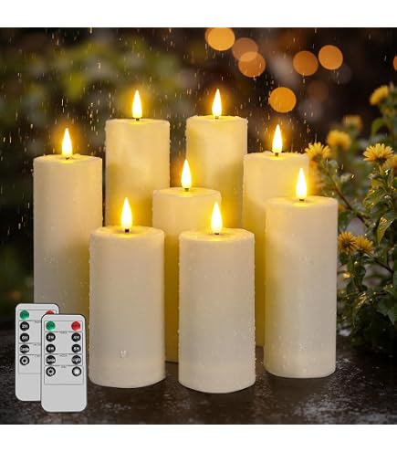 LED Kerzen Outdoor 6er-Set – IP65 Wasserdicht, Mit Timer & Fernbedienung, Flackernde Flamme, 13,5/15/18 Cm LED Kerzen Outdoor Wasserdicht