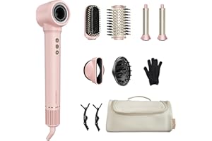 OKAYDEER 7-in-1 Airstyler, Hairstyler, Lockenstab Automatisch, Hochgeschwindigkeits Ionen Föhn, Keine Hitzeschäden, Schnelltrocknendes&Flusenfrei Styling, Glätteisen, Warmluftbürste mit Reisetasche