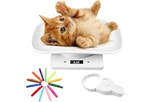 ELLECILA 3-in-1 Pet Weighing Scale Set for Small Pets – 15kg Digital Animal Scale with LCD Display, Measuring Ruler & 15 Color-Coded Puppy Collars – Ideal for Kittens, Puppies, Hamsters, White