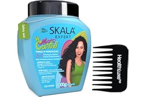 HEALTHLUXE SKALA Mais Cachos Curly Hair Treatment 3ABC - Anti-Frizz, 2-in-1 Conditioning & Detangling Cream, Vegan, 1kg with Small Wide Tooth Comb- Moisturising, Hydrating, Curl Defining, Sulfate/Silicone Free