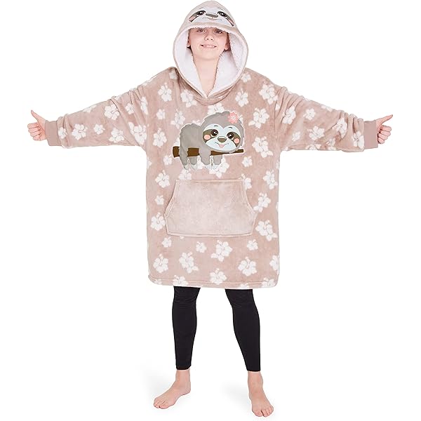 Pusheen Meisjes Bruine Deken Hoodie | Duik in comfort met borduurwerk gezicht pusheen VUddie | Ideaal voor spelen, ontspanning en gezellige dagen | Compleet met capuchon voor extra warmte
