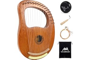 AKLOT 16 cordes métalliques Lyre harpe acajou Lye harpe avec clé de réglage ramasser cordes supplémentaires housse noire