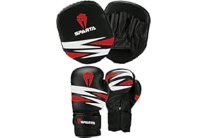 SPARTA Kids Boxing Gloves and Focus Pads Set – Youth Children Hook & Jab Target Mitts with Punching Sparring Training Gloves for Junior Hand Muay Thai, Kickboxing, MMA, Karate