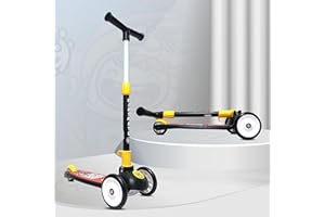Kidsmate Leo Kick Scooter for Kids, 3 Adjustable Height Scooter, Foldable & Attractive PVC Wheels with Rare Brakes for Kids (