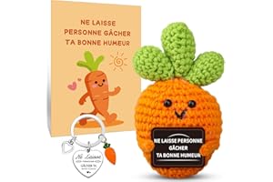 Szhhrxi Poupées de Carotte Positive en Français avec Porte Clés et Carte, Cadeau Original & Amusant, Idée Drôle Anniversaires pour Homme Femme Collègue, Gadget Utile Rigolo Motivation (Carotte)