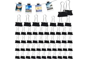 AURORAYER 115 Stück Foldback Klammern Metall, Büroklammern Schwarz 15mm,19mm,25mm,32mm,40mm Paper Clips für Büro, Schule