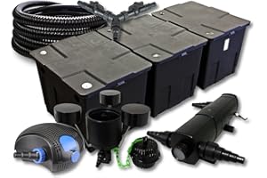 SunSun Kit de filtration de bassin 90000l avec 36W Stérilisateur et 100W éco Pompe 25m Tuyau Skimmer