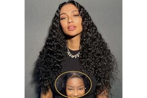 TNICE Glueless Wig Deep Wave Lace Front Wig Human Hair 180% Density 4X4 Transparent Lace Closure Wigs for Black Women Wear and Go Lace Front Wigs Glueless Wigs Pre Plucked Natural Color (22 Inch)