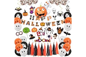 BIAOQINBO Halloween Party Decorations Halloween Hanging Swirl Banner Latex Balloons Ghost for Kids Halloween Theme Party Background Classroom Decorations