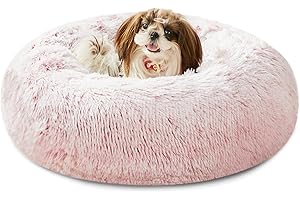 WESTERN HOME WH Dog Bed,Cat Kitten Bed large washable,Waterproof Scruffs Dog Bed,Fluffy Plush Dog Basket with Anti-Slip Bottom,Pink,L (60x60x20 cm)