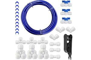 HUAZIZ 10 Meter Navy blau Universal Anschluss-Set, RO Water Filter Fitting für 1/4 Zoll Schlauch, Kühlschrankschlauch, Wasserschlauch (Y + T + I + L Typ + Absperrventil)