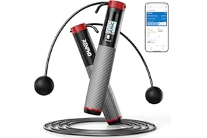 RENPHO Corde à Sauter Intelligente avec Compteur, Corde à Sauter sans Fil Réglable, App Données d'Analyse, Corde a Sauter Fitness Homme Femmes Enfants, Crossfit Équipement d'Entraînement