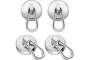 Teokantz 4 Pezzi Ø 32mm Ganci Magnetici, Ganci Magnetici Extra Forti 36KG/79LBS, Gancio Magnetico Argento Ruotabile a 360 Gradi