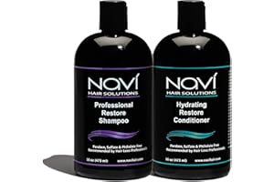 NAVI HAIR SOLUTIONS Navi Professional Hair Growth Shampoo and Conditioner Set, DHT Blocker for Thinning Hair and Hair Loss, Sulfate Free and Safe for Color Treated Hair, Hair Regrowth for Men and Women, 2x473 ml