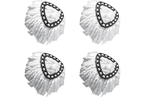 ANTOBLE 4 Pack Premium Replacement Mop Heads Refill for 360° Rotating Round Spin Magic Mop,Compatible with Vileda EasyWring and Clean Turbo Classic 2-in-1 Turbo Mop Replacement Head,White