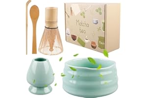 HOMURY Zestaw do matchy, 5-częściowy zestaw do herbaty matcha, bambusowa trzepaczka do herbaty, zestaw do ceremonii herbaty matcha, miotła bambusowa, akcesoria matcha, miotła do matchy w proszku
