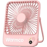 Warmco D3 10000mAh Şarjlı Masa&uuml;st&uuml; Vantilat&ouml;r Dijital G&ouml;stergeli Taşınabilir Powerbank Soğutucu Fan Pembe