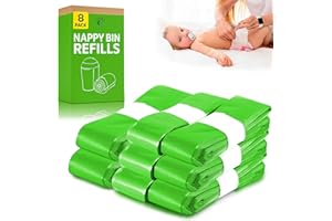 ZUNAX 8 Pack Nappy Bin Refills – 4.5m Each Roll, Holds Up to 232 Nappies – Diaper Bin Bags Compatible with Tommee Tippee,Twist & Click, Angelcare, Spross - Smellproof, Leak-Resistant(Packaging may Vary)