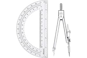 EBOOT Drawing Compass and 6 Inch Protractor, Student Geometry Math Set