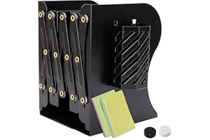 DARUITE Book Ends for Shelves, Metal Bookends Adjustable Book End, Book Holder with Detachable Pen Container, Heavy Duty Bookend, Book Organiser for School, Home, Office (Black)