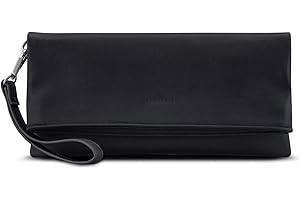 Expatrié Pochette Donna Nera Mari Borsetta Senza Manici in Pelle Sintetica - Borsa Tracolla Eleganti - Clutch Bag Nero da Cerimonia - Piccola Borse senza Manici e con Tracolla