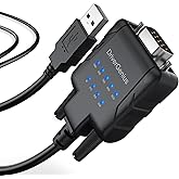 DriverGenius 1-Port USB auf Seriell RS232-(DB9) Adapter Konverter Compatibel mit Windows 11, macOS 15.1.1-9 x LEDs, USB232A-E