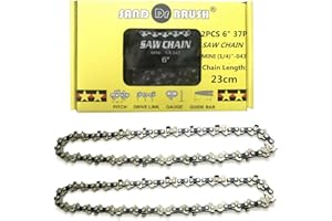 SAND DR BRUSH Catene per Sega da Mini Motosega 6 pollici ，Catena di Ricambio Ricaricabile Portatile da 2 pezzi，Lunghezza 23cm， 1/4"， 0.043"/(1.1mm)，37DL，Piastra Guida 18.5cm，lunghezza taglio 15cm