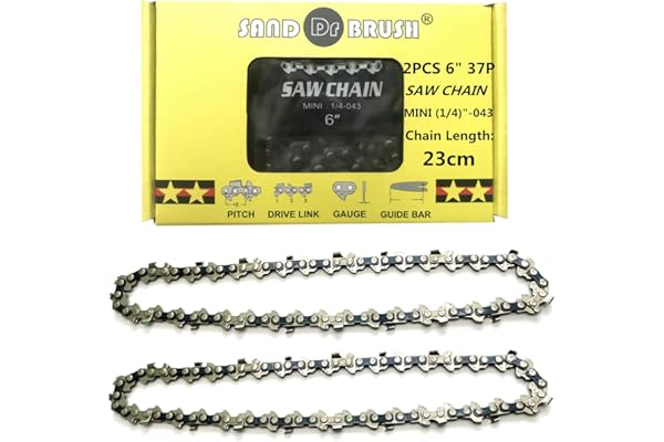 Chaînes de tronçonneuse,Scie à Chaîne pour 6 pouces Mini Tronçonneuse Rechargeable Main Chaîne de rechange,Pas 1/4"LP,1.1mm,37maillons,Longueur Chaîne 23cm,Plaque Guidage 18.5cm (2pcs)