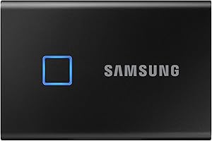 ‎SAMSUNG Samsung Portable SSD T7 Touch, 500 GB, USB 3.2 Gen.2, 1.050 MB/s Lesen, 1.000 MB/s Schreiben, Externe SSD Festplatte mit Fingerabdruckscanner für Mac, PC, Tablet, Konsole, Metallic Black, MU-PC500K/WW