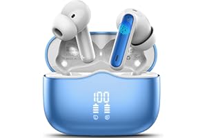 XINWLD Auriculares Inalámbricos Bluetooth, Cascos Inalambricos Bluetooth 5.3 con HD Micrófono HiFi Estéreo Pantalla LED, 40H Audifonos Inalambricos Reducción de Ruido, IPX7 Impermeable Auriculares Bluetooth