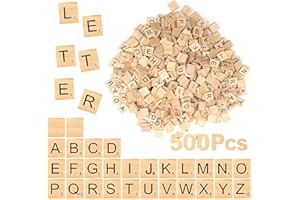 LERANXIN 500Pièces Lettres en Bois, Lettre Scrabble Bois, Lettre Bois, Lettres de Scrabble, Lettres Mobiles, Tuiles de Lettre en Bois A à Z, Pour Travaux Manuels, étude, Orthographe, Cadeau, 20x18x5mm