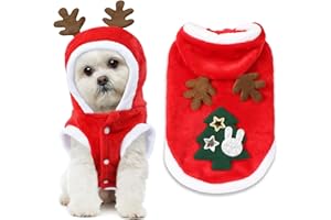 IHLOOTD Disfraz Perro Navidad Reno, Ropa Perro Pequeño Navidad, Rojo Disfraz Gato Navidad para Fiesta Navidad, Regalos Navidad, Gatos y Perros Cosplay (M)