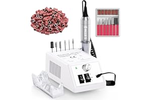 ALLE'S Lima Electrica Uñas, Torno para Uñas Eléctrico Profesional 20000 RPM Efile Buffer Manicure Grinder Tools para Uñas Acrílicas con Juego de Brocas de Uñas y Bandas de Lijado, Blanco