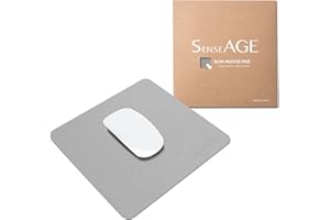 SenseAGE klein Mauspad 22x22cm | 0.2cm Ultradünnes Mousepad | Unterlage für Laser-/Kabel/Kabellos Maus | klein Mouse Mat ideal für Büro und Homeoffice | Slim Mausmatte (Hellgrau (mit Logo))