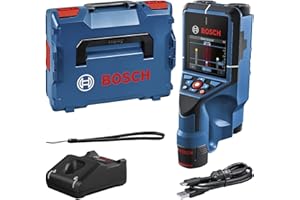 Bosch Professional 12V System Wall Scanner D-tect 200 C (batteria 12 V, rilevamento di cavi non/sotto tensione, metallo, tubi di plastica, montanti in legno e cavità, cavo USB-C™, L-BOXX)